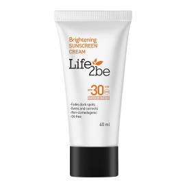 ضد آفتاب ضد لک رنگی نچرال بژ Brightening SunScreen Cream Life2be برند لایف توبی